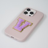 Autocollant sticker pour téléphone/tablette/ordinateur brodé en 3D violet - Lettre R