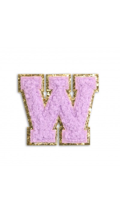 Autocollant sticker pour t&eacute;l&eacute;phone/tablette/ordinateur brod&eacute; en 3D violet - Lettre W
