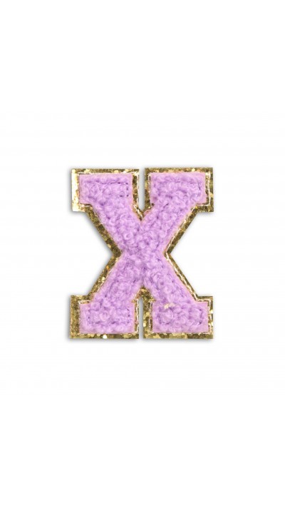 Autocollant sticker pour t&eacute;l&eacute;phone/tablette/ordinateur brod&eacute; en 3D violet - Lettre X