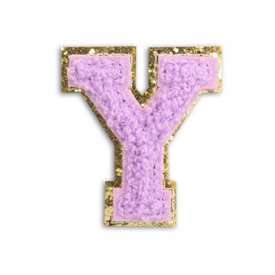 Sticker Aufkleber f&uuml;r Handy/Tablet/Computer 3D gestickt Violett - Buchstabe Y