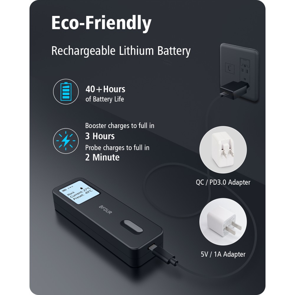 BFOUR Smart Bluetooth Thermomètre à viande BF-30 Eco-Friendly Batterie Li-Ithium Ecran LCD + APP