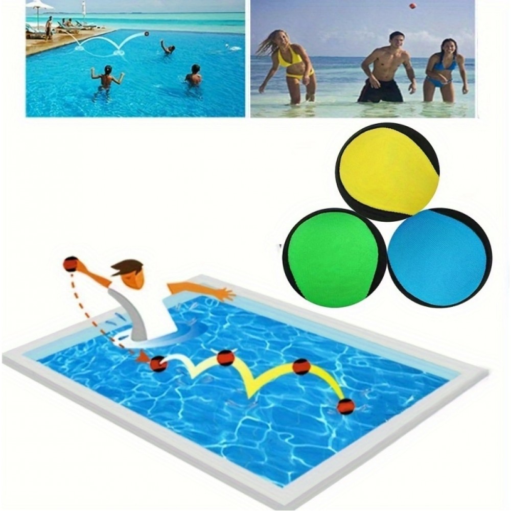 Balle d'eau rebondissante durable en caoutchouc pour piscine plage été - Bleu/jaune
