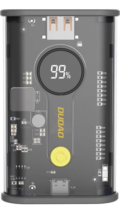 Dudao Powerbank 10000 mAh USB-C / USB-A 22.5W PD Schnellladung tragbares Ladegerät K16 - Schwarz