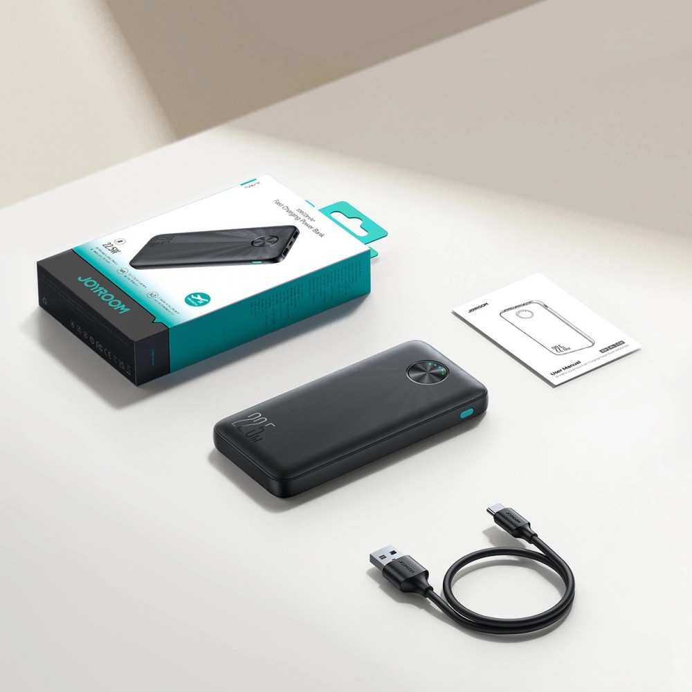 Powerbank Joyroom JR-PBF15 10000mAh USB-C USB-A 22.5W tragbare Ladeger&auml;t - Schwarz