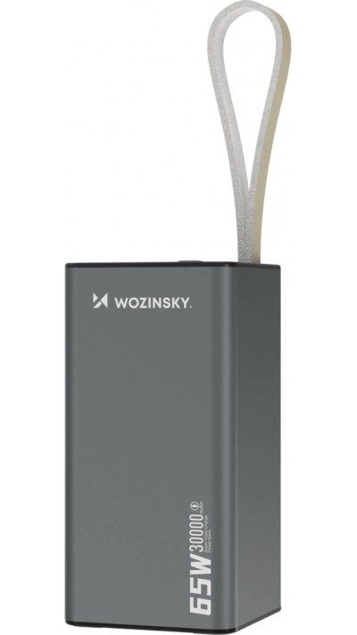 Wozinsky K65+ Power Bank 30000mAh 65W - Externe Batterie mit 2x USB-C und 1x USB-A Schnellladung - Schwarz