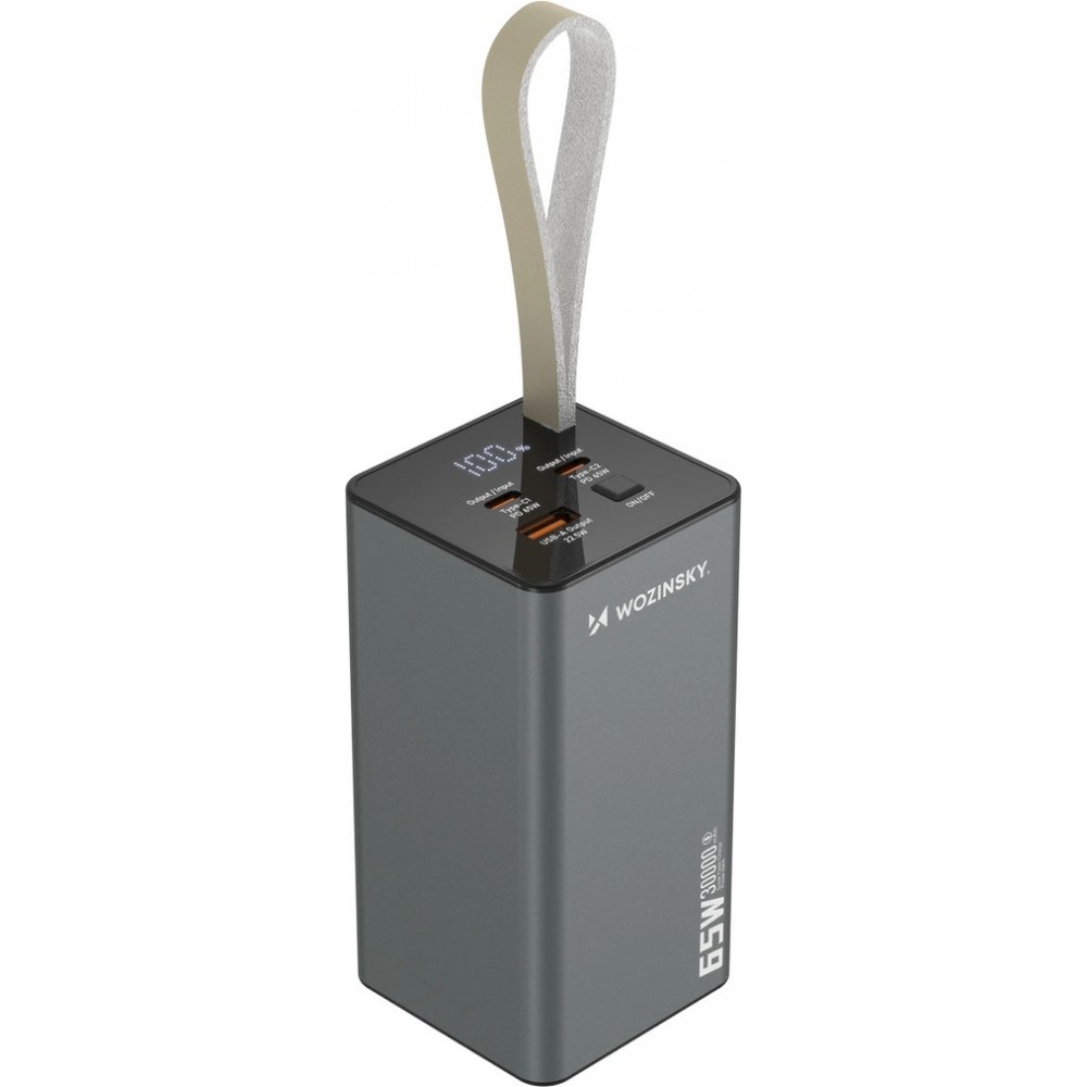 Wozinsky K65+ Power Bank 30000mAh 65W - Externe Batterie mit 2x USB-C und 1x USB-A Schnellladung - Schwarz