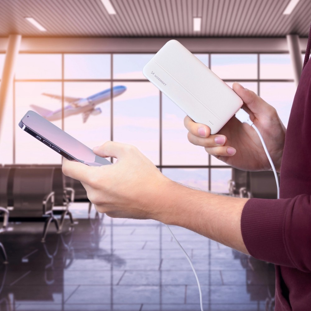 Wozinsky 10000mAh Power Bank Externe Li-Po USB-A / USB-C / Micro USB - Weiss