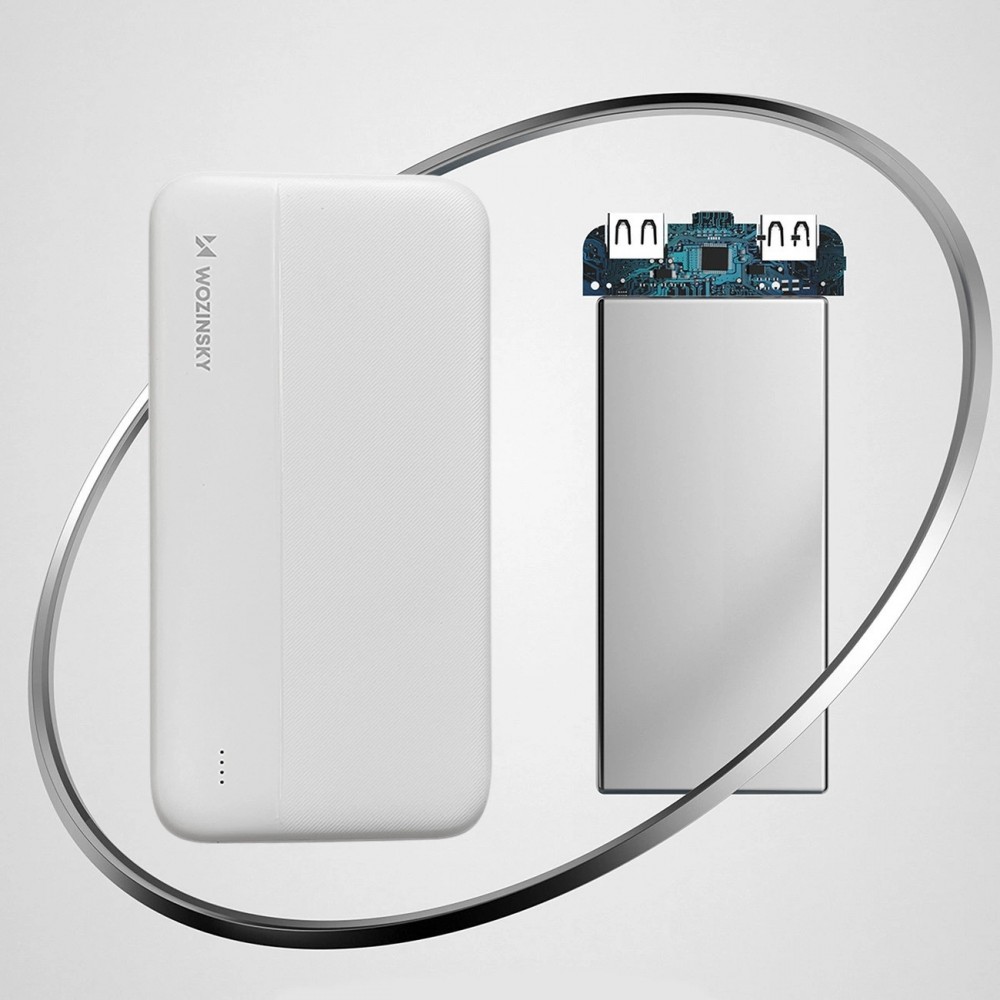 Wozinsky 10000mAh Power Bank Externe Li-Po USB-A / USB-C / Micro USB - Weiss