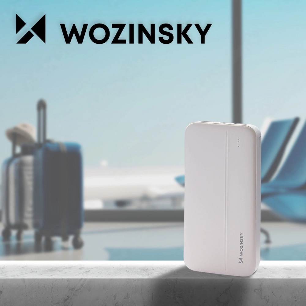 Wozinsky 10000mAh Power Bank Externe Li-Po USB-A / USB-C / Micro USB - Weiss