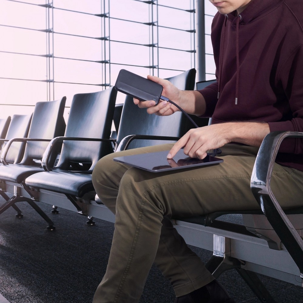 Wozinsky Externer Akku Power Bank Li-Po 10000mAh USB-A / USB-C / Micro USB - Schwarz