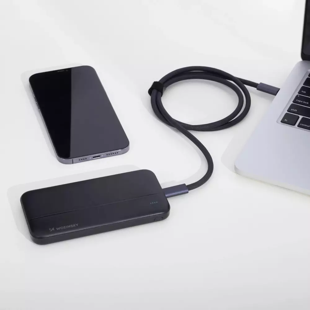 Wozinsky Externer Akku Power Bank Li-Po 10000mAh USB-A / USB-C / Micro USB - Schwarz