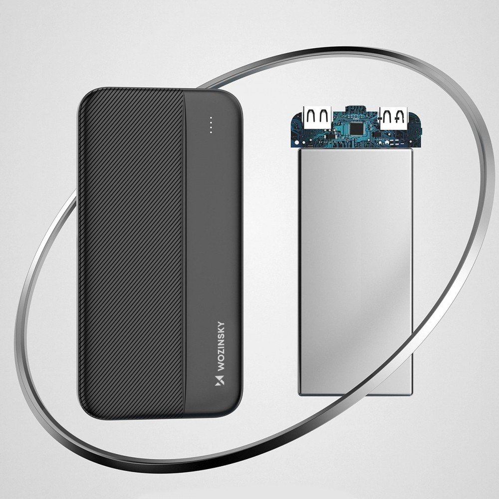 Wozinsky Externer Akku Power Bank Li-Po 10000mAh USB-A / USB-C / Micro USB - Schwarz