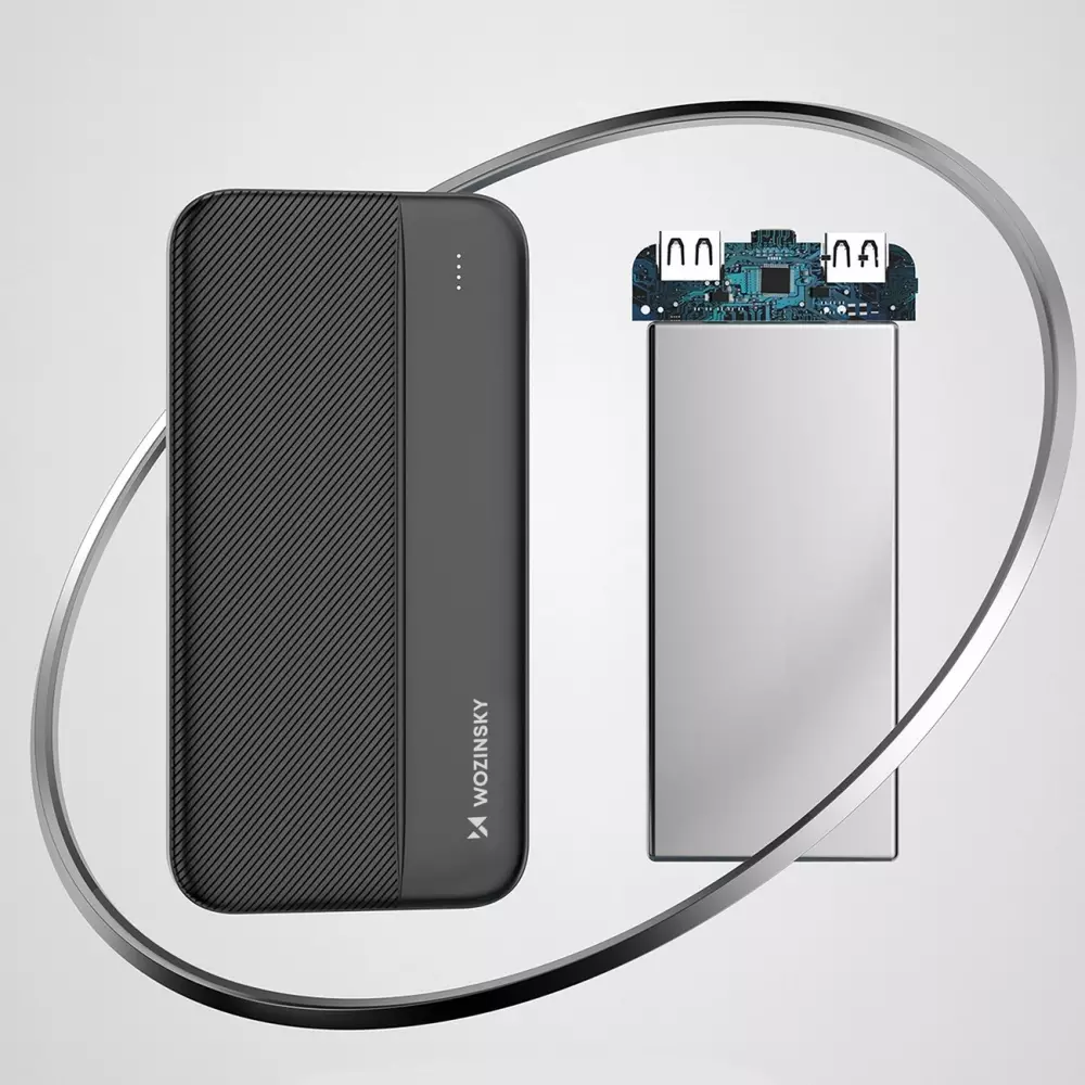 Wozinsky Externer Akku Power Bank Li-Po 10000mAh USB-A / USB-C / Micro USB - Schwarz