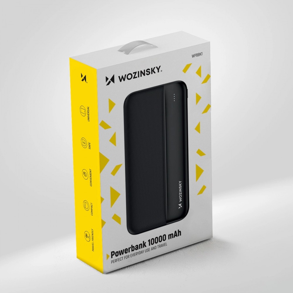 Wozinsky Externer Akku Power Bank Li-Po 10000mAh USB-A / USB-C / Micro USB - Schwarz