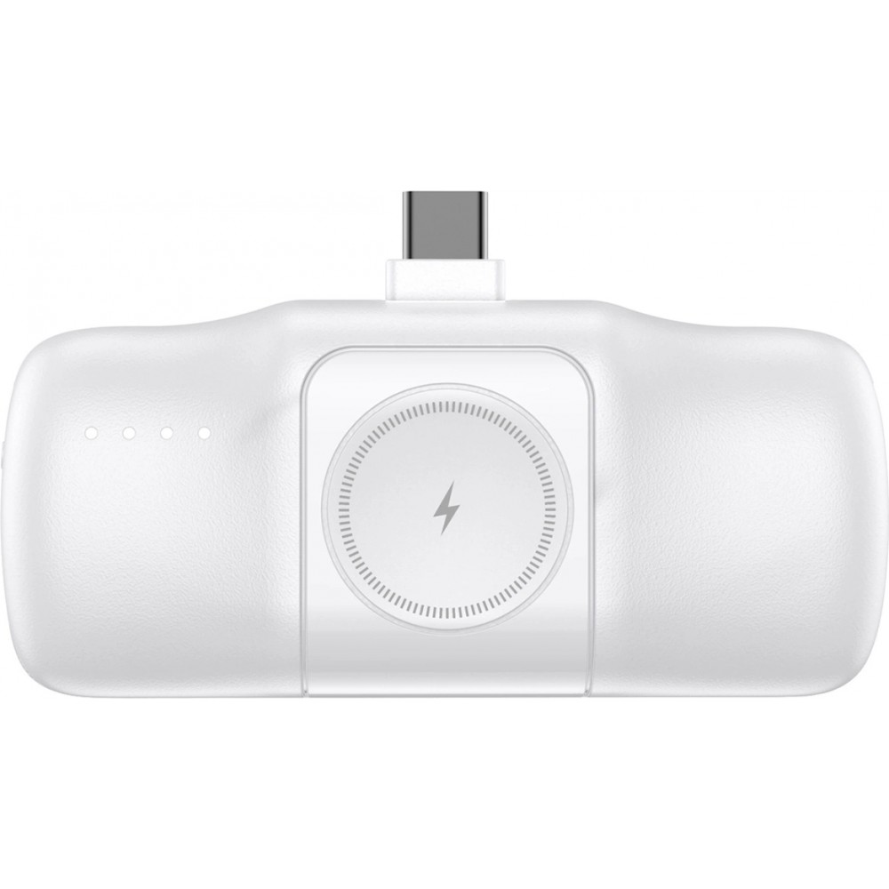 Wozinsky WF16-YCS 5000mAh 15W USB-C Mini Powerbank mit integriertem USB-C Kabel und Apple Watch Ladegerät - Weiss