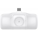 Wozinsky WF16-YCS 5000mAh 15W USB-C Mini Powerbank mit integriertem USB-C Kabel und Apple Watch Ladegerät - Weiss