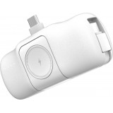 Wozinsky WF16-YCS 5000mAh 15W USB-C Mini Powerbank mit integriertem USB-C Kabel und Apple Watch Ladegerät - Weiss