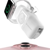 Wozinsky WF16-YCS 5000mAh 15W USB-C Mini Powerbank mit integriertem USB-C Kabel und Apple Watch Ladegerät - Weiss