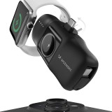 Wozinsky WF16-YCS 5000mAh 15W USB-C Mini Powerbank mit integriertem USB-C-Kabel und Apple Watch Ladegerät - Schwarz