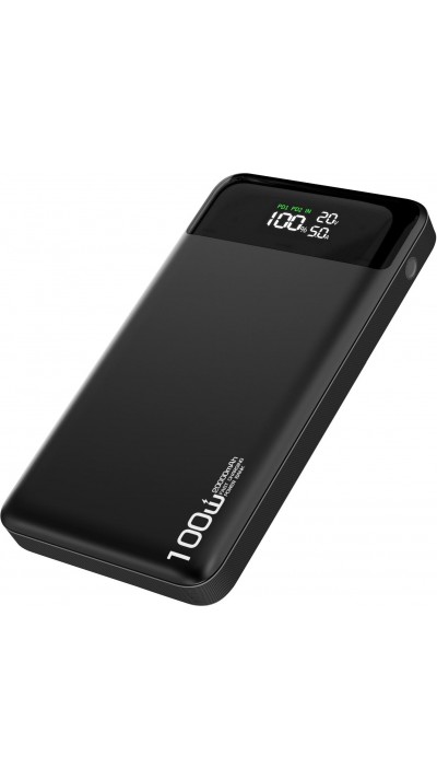 Externer Outdoor-Akku Power Bank Power Delivery PD 100W mit 20000 mAh und LED-Anzeige - Schwarz