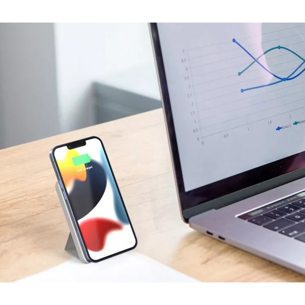 Kabelloser tragbarer externer Akku 2 in 1 MagSafe Telefonhalter 15W Power Bank (5000mAh) - Hellblau