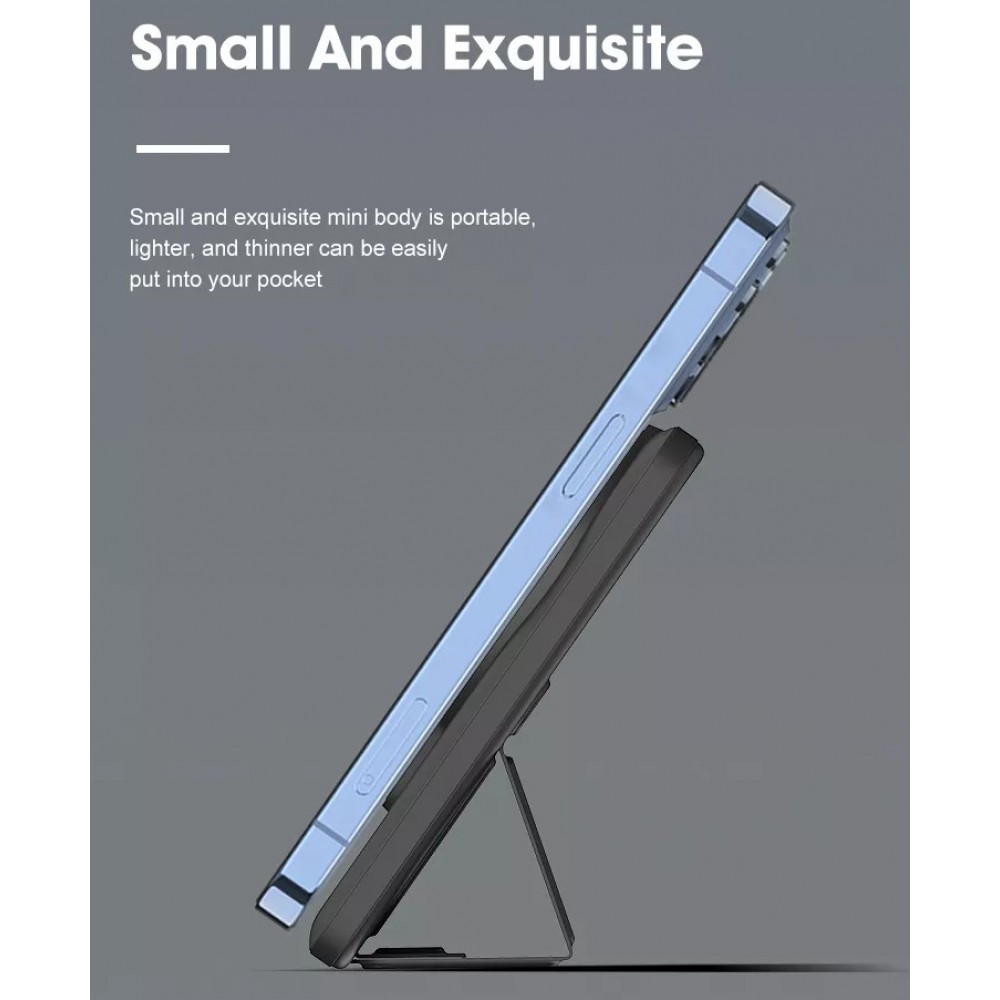 Kabelloser tragbarer externer Akku 2 in 1 MagSafe Telefonhalter 15W Power Bank (5000mAh) - Hellblau