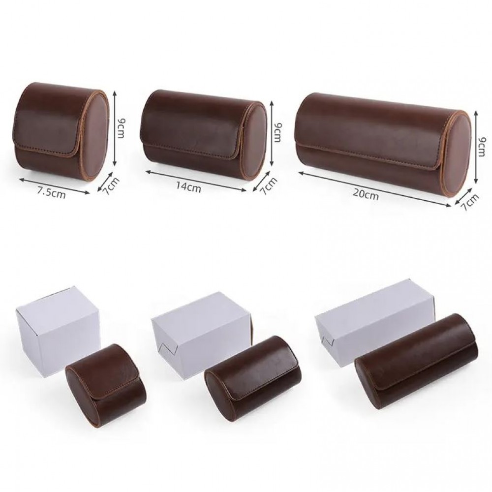 Luxuriöse und hochwertige Uhren Aufbewahrungs Box Kunstleder und weichem Uhrenkissen - 2 Uhren - Braun