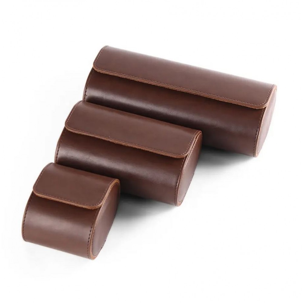 Luxuriöse und hochwertige Uhren Aufbewahrungs Box Kunstleder und weichem Uhrenkissen - 3 Uhren - Braun