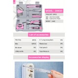 Boîte à outils pour fille / femme (23 pièces) pliable et compact avec tous les outils essentiels - Rose