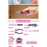 Boîte à outils pour fille / femme (23 pièces) pliable et compact avec tous les outils essentiels - Rose