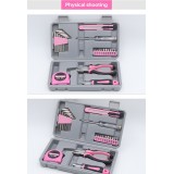 Boîte à outils pour fille / femme (23 pièces) pliable et compact avec tous les outils essentiels - Rose