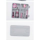 Boîte à outils pour fille / femme (23 pièces) pliable et compact avec tous les outils essentiels - Rose