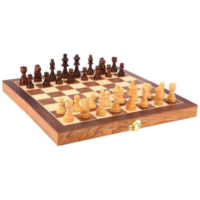3 in 1 hölzernes Brettspiele Box - Schöne Holzkiste für Schach, Backgammon & Dame - 24cm