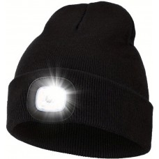 Unisex LED Mütze mit Stirnlampe für nächtliche Aktivitäten - Schwarz