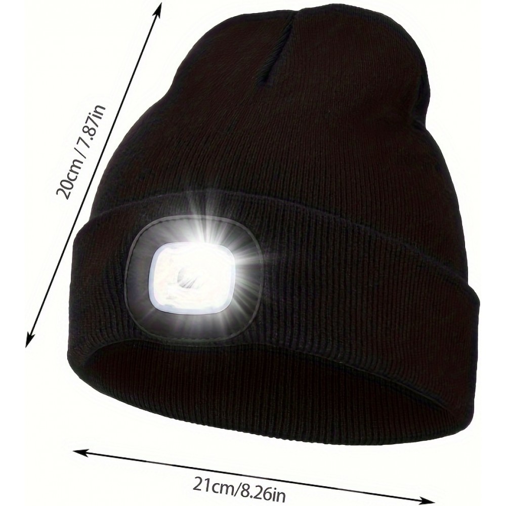 Unisex LED Mütze mit Stirnlampe für nächtliche Aktivitäten - Schwarz