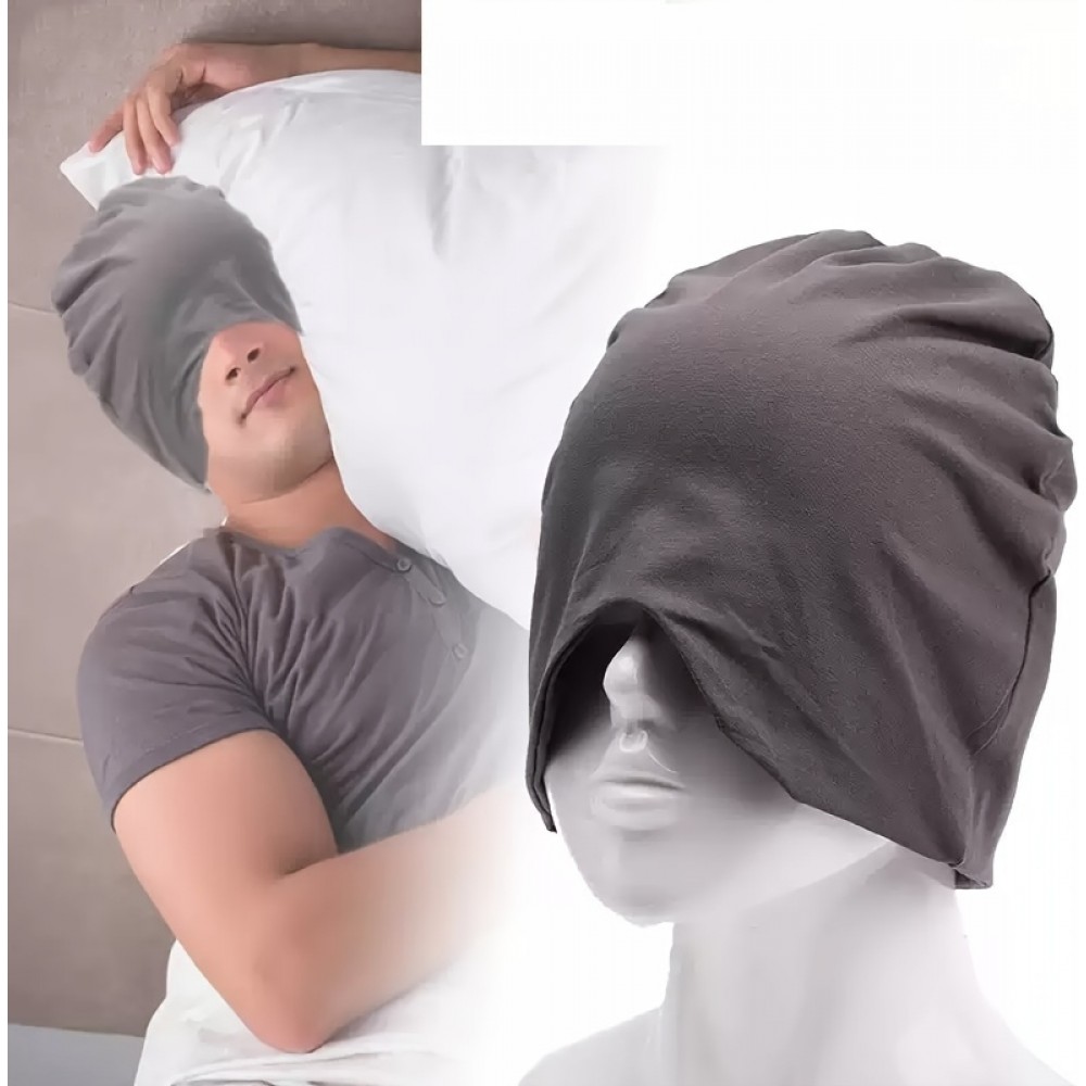Bonnet de nuit et masque pour les yeux coupe-vent doux respirant pour le sommeil voyage camping - Gris foncé