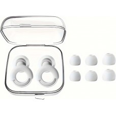 Bouchons d'oreilles loop en silicone (3 tailles d'embout) r&eacute;utilisables avec &eacute;tui de rangement - Blanc