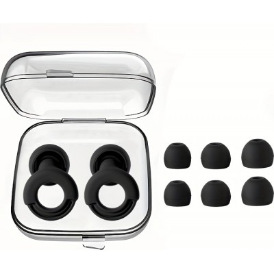 Wiederverwendbare Silikon-Ohrstöpsel Loop (3 Größen) mit Aufbewahrungsetui - Schwarz