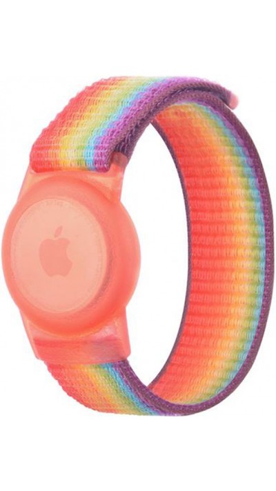 Verstellbares Velcro Nylon Armband für Kinder & Erwachsenen mit AirTag Halterung - Regenbogen