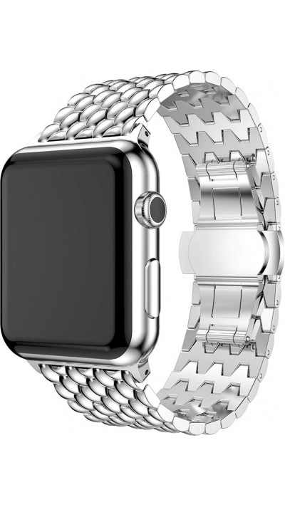 Edelstahlarmband mit kleinen Einzelngliedern in Wabenform  - Silber - Apple Watch 38/40/41/42 mm