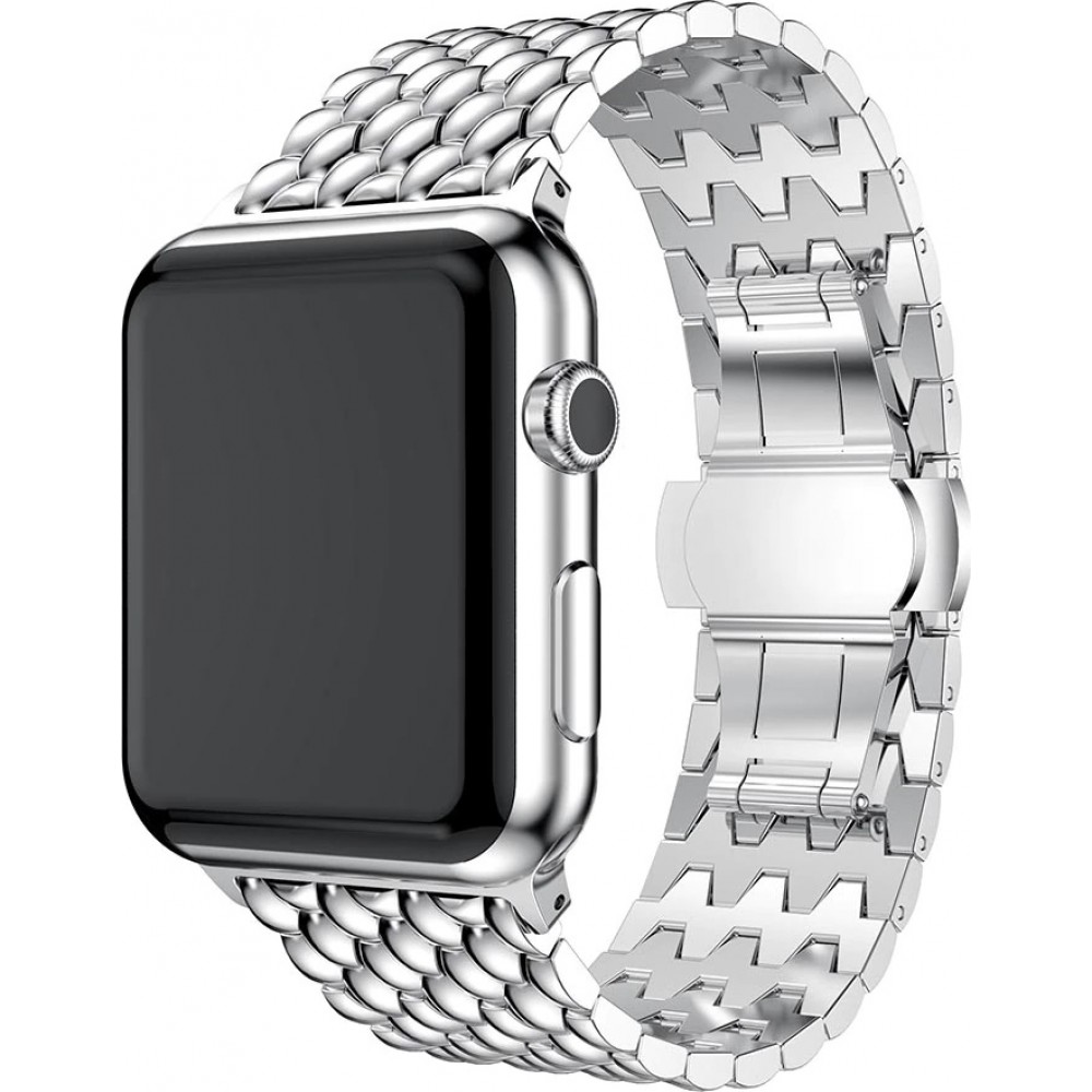 Edelstahlarmband mit kleinen Einzelngliedern in Wabenform - Silber - Apple Watch 44/45/46/49 mm