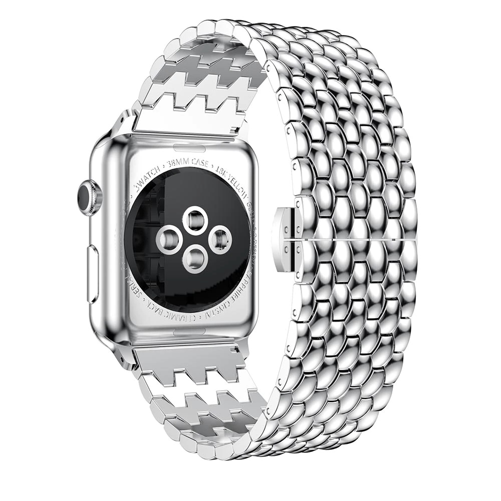 Edelstahlarmband mit kleinen Einzelngliedern in Wabenform - Silber - Apple Watch 44/45/46/49 mm