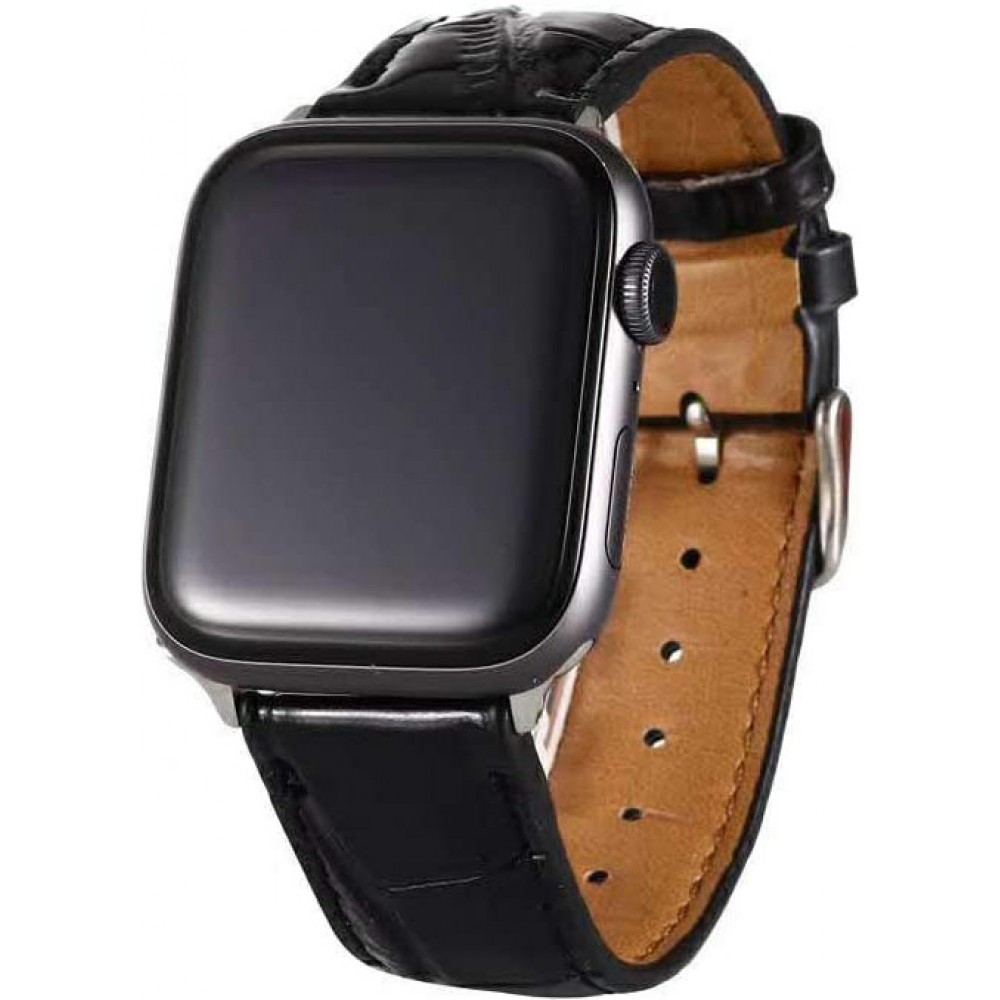Krokodil armband schwarz - Apple Watch 44/45/46/49 mm