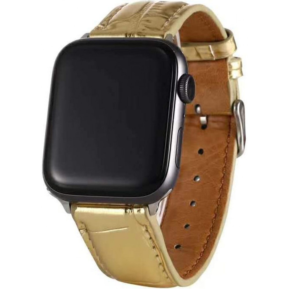 Krokodil armband gold - Apple Watch 38/40/41/42 mm