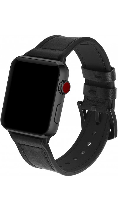 Lederarmband Silikon schwarz - Apple Watch 38/40/41/42 mm