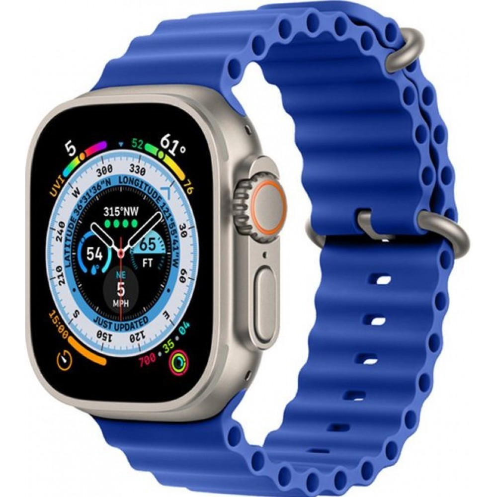 Gummi Silikon Armband gewellt - Blau - Apple Watch Ultra 49 mm