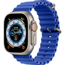 Gummi Silikon Armband gewellt - Blau - Apple Watch Ultra 49 mm