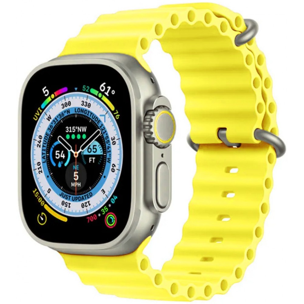 Gummi Silikon Armband gewellt - Gelb - Apple Watch 44/45/46/49 mm