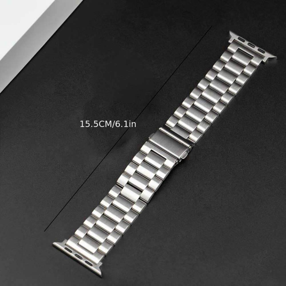 Edles Metallarmband mit integrierter TPU Silikon Schutzhülle für Apple Watch 49mm - Silber