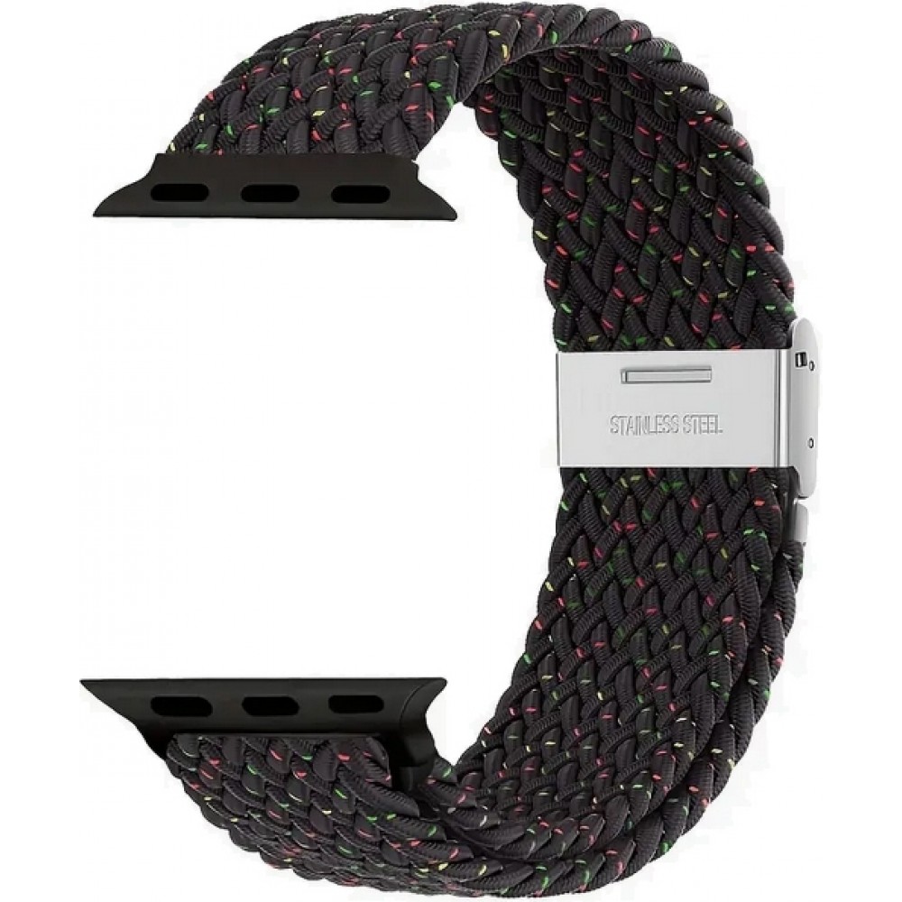 Elastisches Geflochtenes Nylonarmband mit Dehnbaren Riemen für Apple Watch - Schwarz - Apple Watch 44/45/46/49 mm